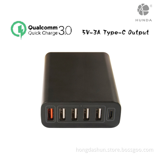 bestsellers in china 60W qualcomm quick charge 3.0 + 3A Type-C multiple USB Wall Charger Adapter devices